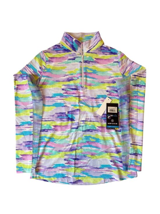 IBKÜL Tops - IBKÜL Womens Long Sleeve Zip Mock Neck Top Jessie Plum Multi XS UPF 50+ Cool Fee